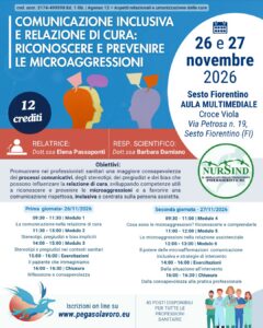 Corso ECM comunicazione inclusiva NurSind Firenze: 26 e 27 novembre 2026 a Sesto Fiorentino, 12 crediti ECM e programma delle due giornate